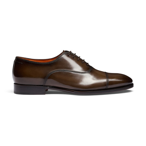 Men's dark brown leather Oxford shoe - Santoni - 1