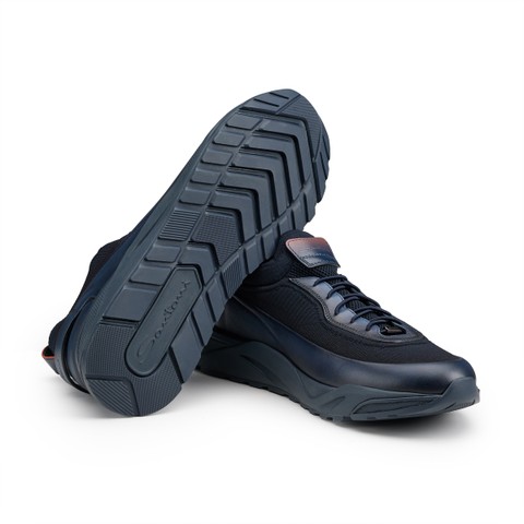 Men's blue leather sneaker - Santoni - 3