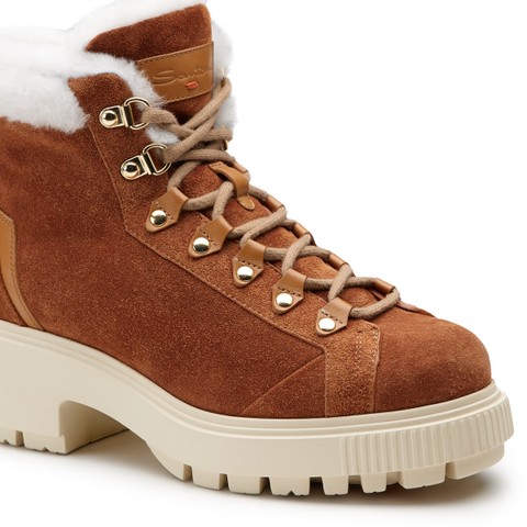 Women's brown suede hiking boot - Santoni - 6