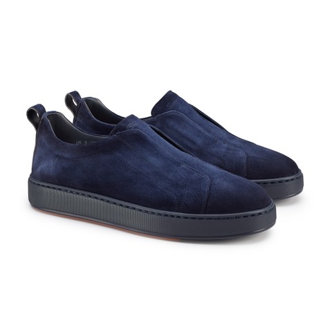 Men's blue suede slip-on sneaker - Santoni - 2
