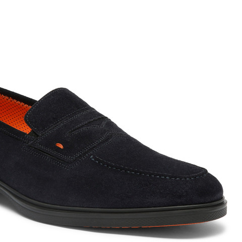Men's blue suede Easy loafer - Santoni - 6