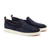Men's blue suede Weekender loafer - Santoni - 2