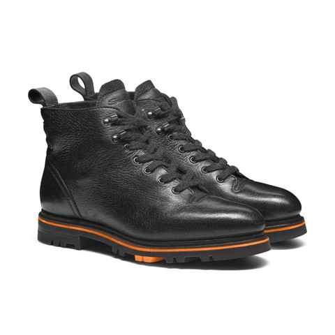 Men's black leather hiking boot - Santoni - 2