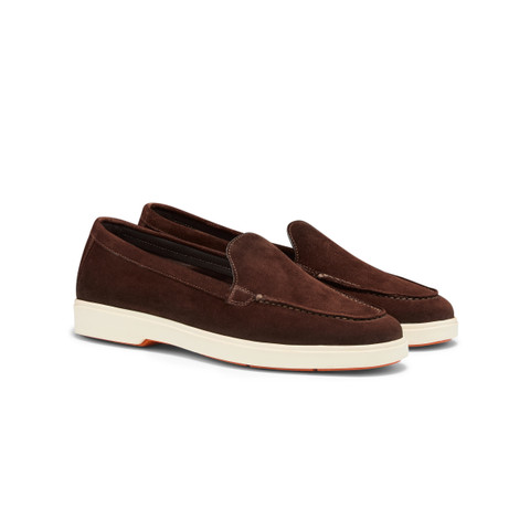 Women's dark brown suede loafer - Santoni - 2