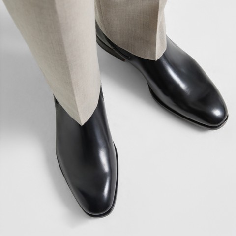 Men&rsquo;s black leather Chelsea boot - Santoni - 7