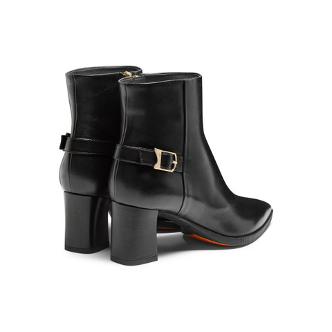 Women's black leather mid-heel ankle boot - Santoni - 5