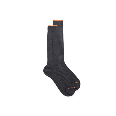 Grey Filo di Scozia mercerised cotton crew socks - Santoni - 1