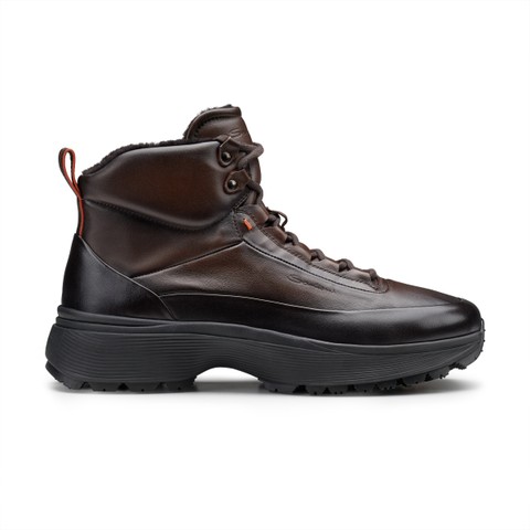 Men's dark brown leather Easy Bounce Mountain sneaker - Santoni - 1
