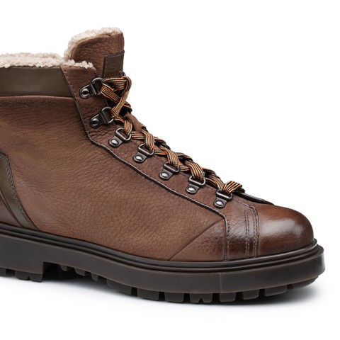 メンズ ダークブラウンレザー ハイキングブーツ - Santoni - 5
