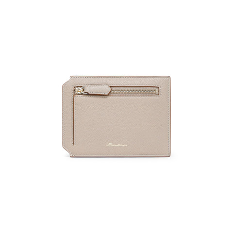 Beige tumbled leather document holder - Santoni - 3