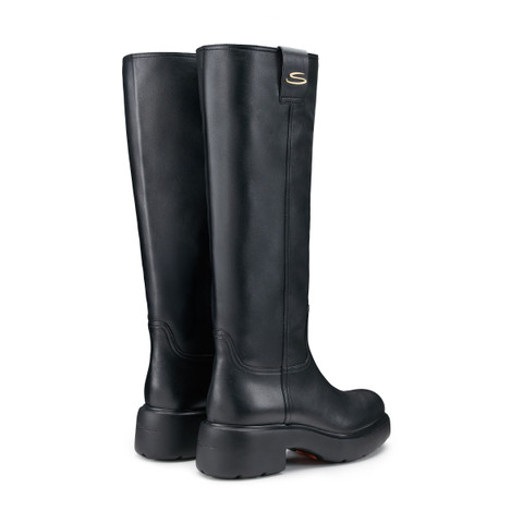 Schwarze Stiefel Easy für Damen aus Leder - Santoni - 2