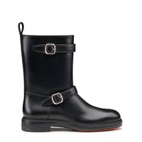 Women's black leather ankle boot - Santoni - 1