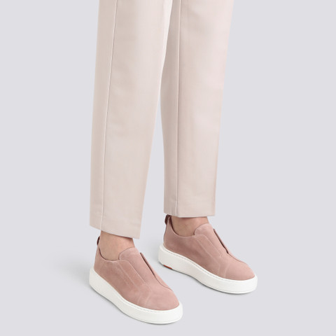 Women's pink suede slip-on sneaker - Santoni - 2