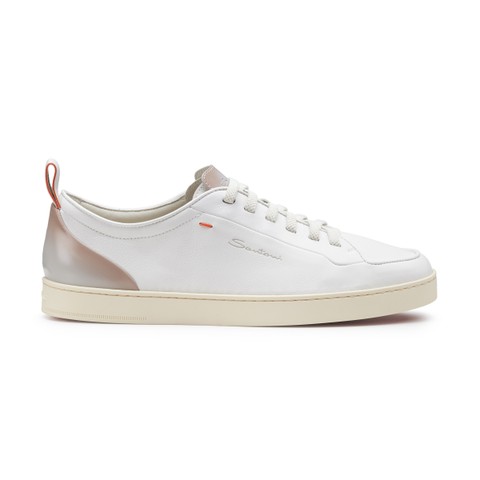 Men's white leather Santoni Off-duty sneaker - Santoni - 1
