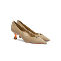 Women's beige suede mid-heel pump - Santoni - 2