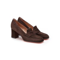 Women's dark brown suede high-heel pump - Santoni - 2