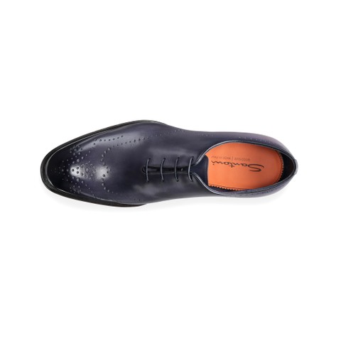 Men's blue leather Oxford brogue lace-up - Santoni - 5