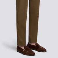 Men's brown suede double-buckle loafer - Santoni - 2