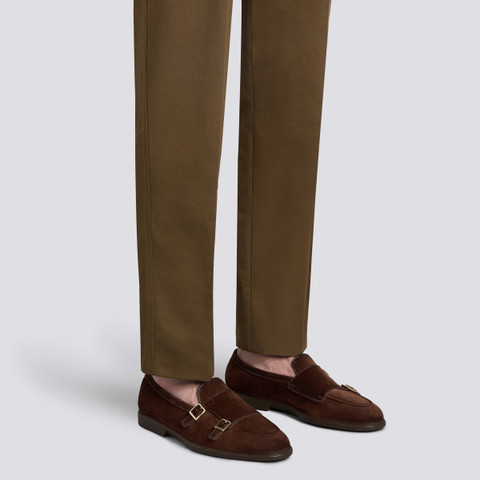Men's brown suede double-buckle loafer - Santoni - 2