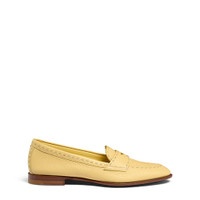 Women's yellow tumbled leather penny loafer - Santoni - 1