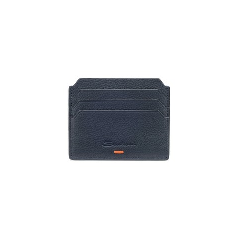 Blue tumbled leather credit card holder - Santoni - 1