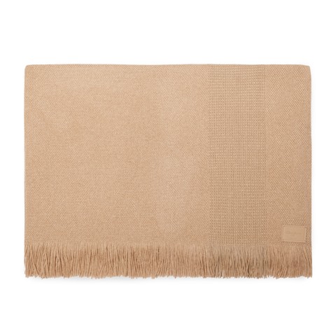 Beige cashmere scarf with leather details - Santoni - 1