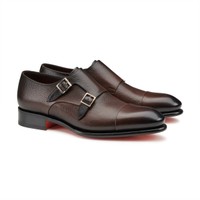 Men's dark brown leather double monk straps shoe - Santoni - 2