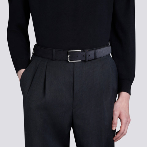 Men&rsquo;s blue suede adjustable belt - Santoni - 2