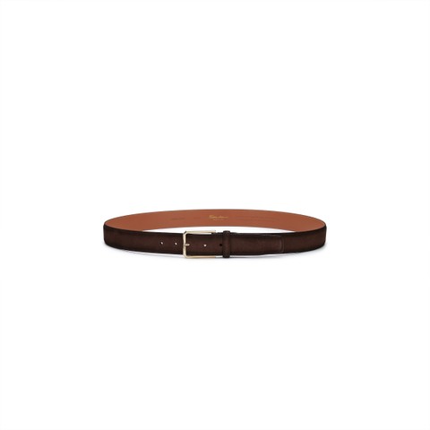 Dark brown suede adjustable belt - Santoni - 3