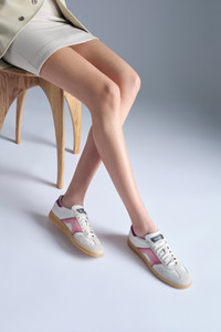 Women's white and violet leather and suede DBS Oly sneaker - Santoni - editorial