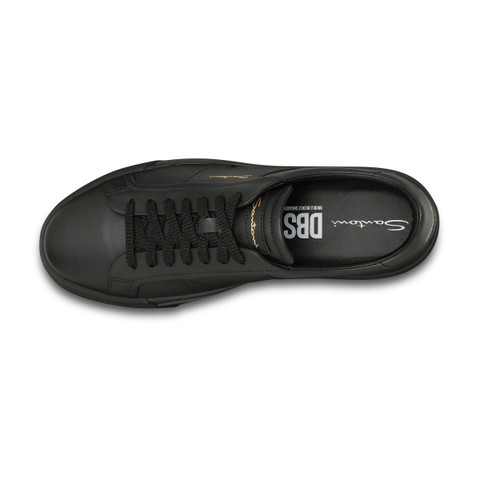 Men&rsquo;s black leather double buckle sneaker - Santoni - 5