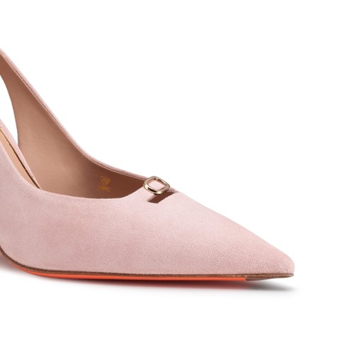 Slingback tacco alto da donna in suede rosa - Santoni - 5
