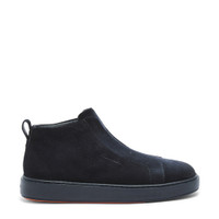 Men's blue suede slip-on sneaker - Santoni - 1