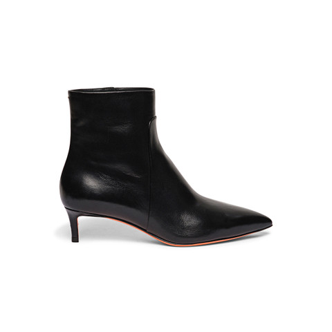 Women's black leather low-heel ankle boot - Santoni - 2