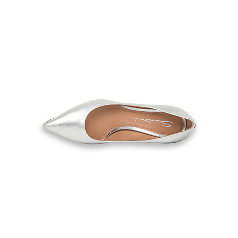 Women's silver laminated leather high-heel pump - Santoni - 4