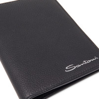 Black tumbled leather passport case - Santoni - 2