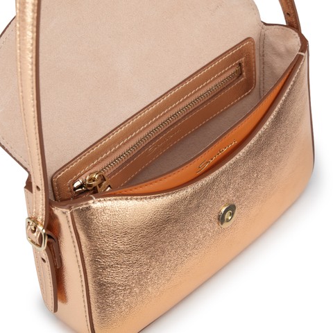 Rosafarbene Schultertasche aus laminiertem Leder - Santoni - 5