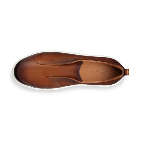 Men's brown leather slip-on sneaker - Santoni - 4