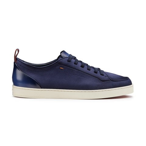 Sneaker da uomo in nabuk blu - Santoni - 1