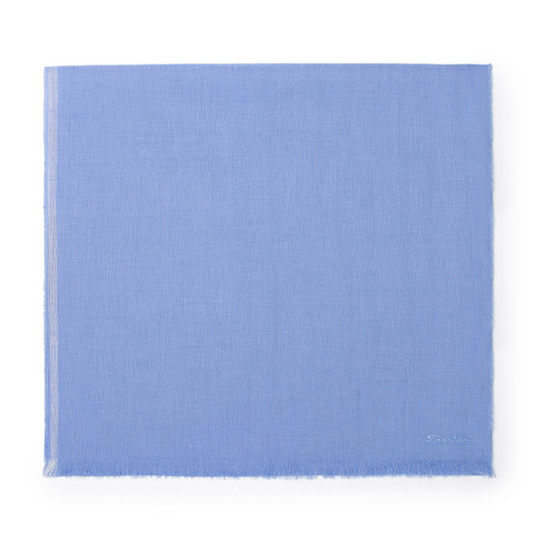 Light blue linen, cashmere and silk scarf - Santoni - 1