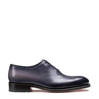 Stringata Oxford brogue da uomo in pelle blu - Santoni - 1