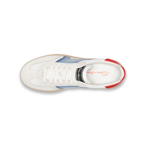 Women's white, blue and red leather and suede DBS Oly sneaker - Santoni - 5