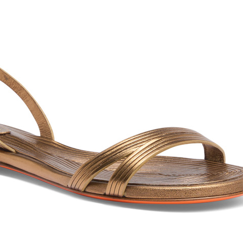 Women's gold leather sandal - Santoni - 5