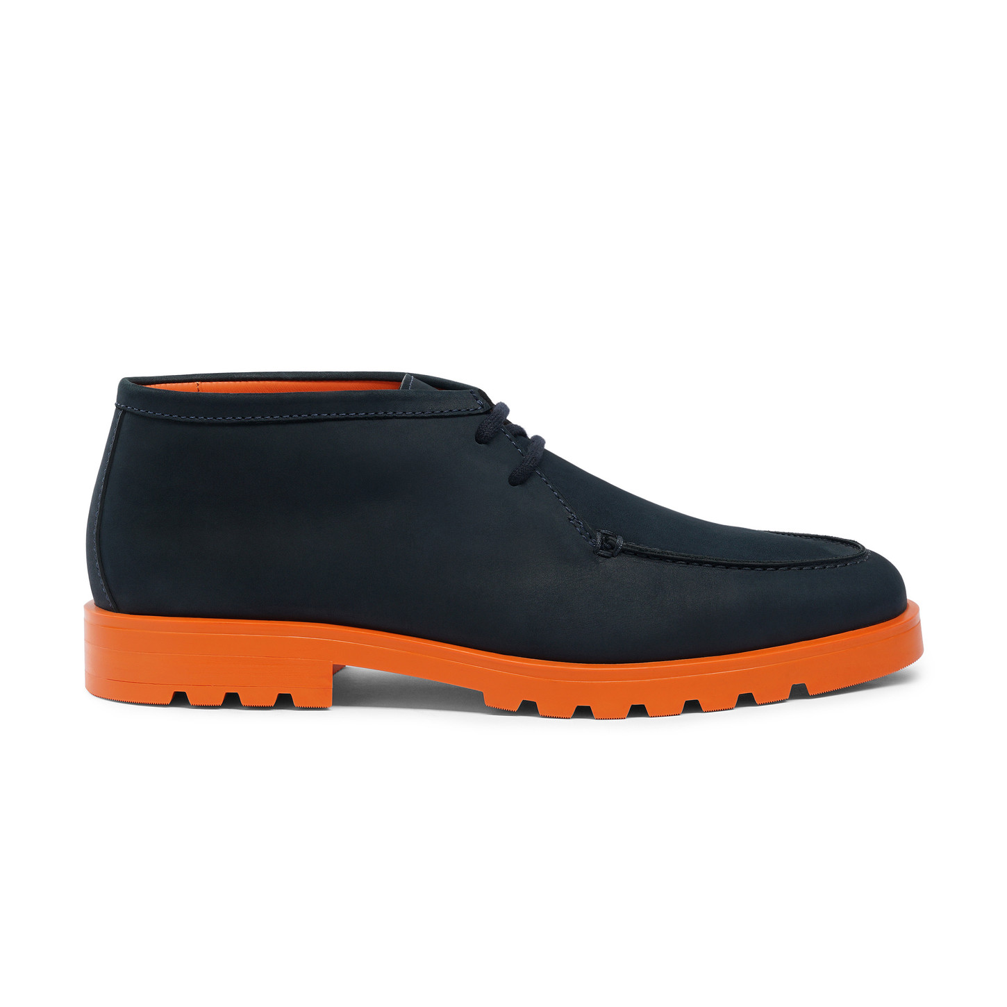 Santoni Stivaletto desert da uomo in nabuk blu e arancione
