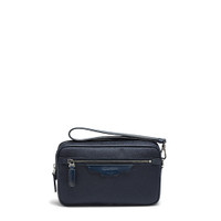 Neceser de piel y nailon azul - Santoni - 1
