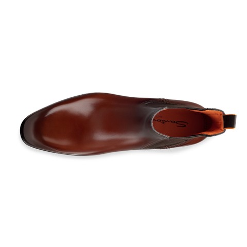Men's dark brown leather Chelsea boot - Santoni - 4
