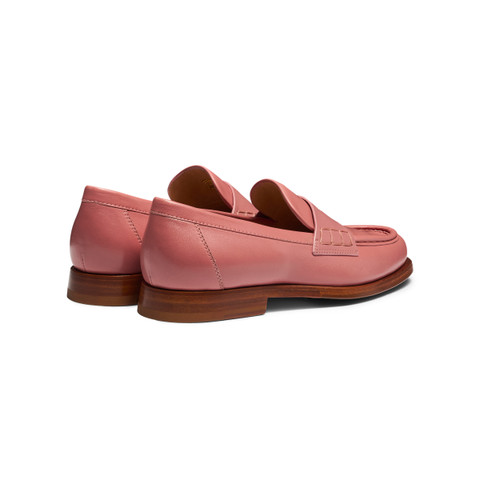 Women’s pink leather penny loafer - Santoni - 3