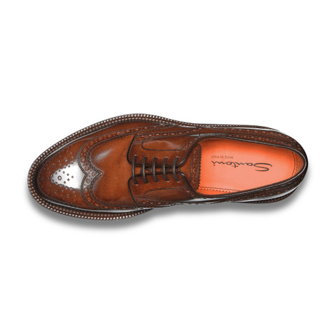 Men's brown leather Derby brogue shoe - Santoni - 5