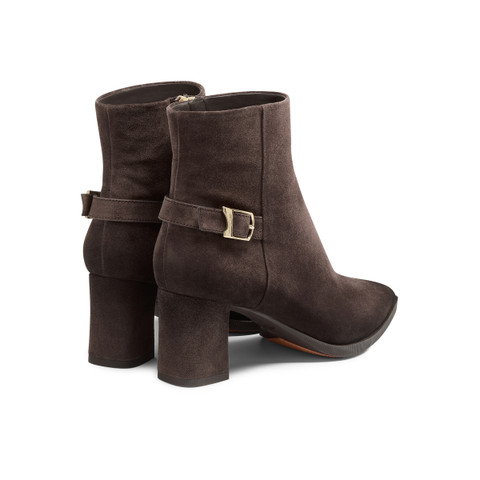 Botines de tacón mediano de mujer de ante marrón oscuro - Santoni - 4