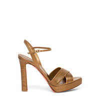 Women's gold leather high-heel sandal - Santoni - 1